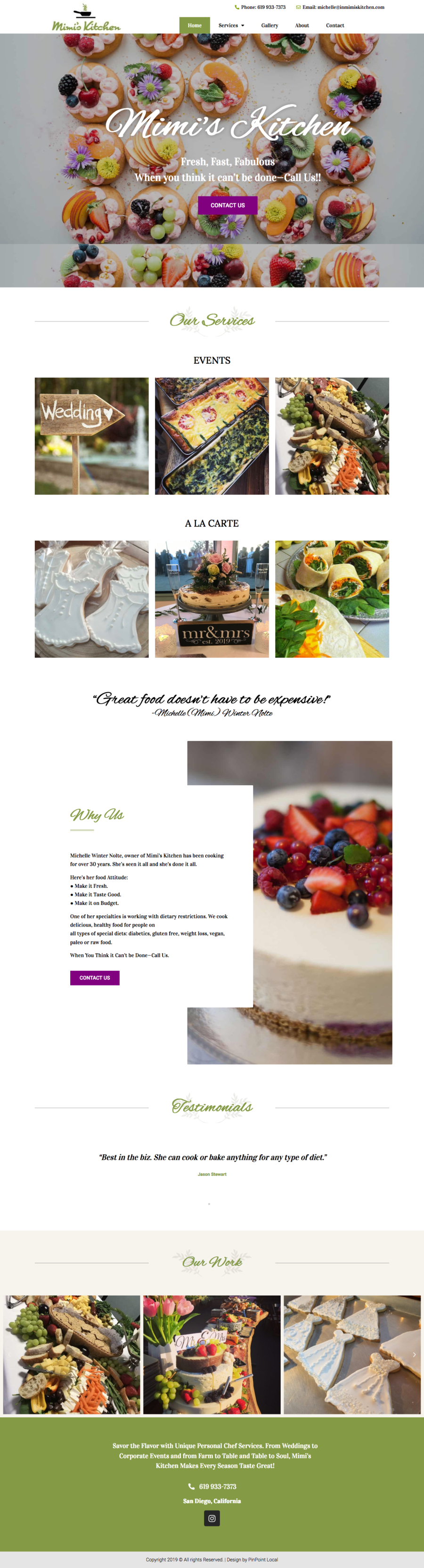 Mimis kitchen catering website design